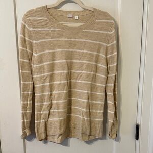 GAP Tan and White Striped Sweater